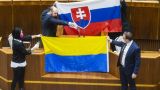 В парламенте Словакии облили водой флаг Украины